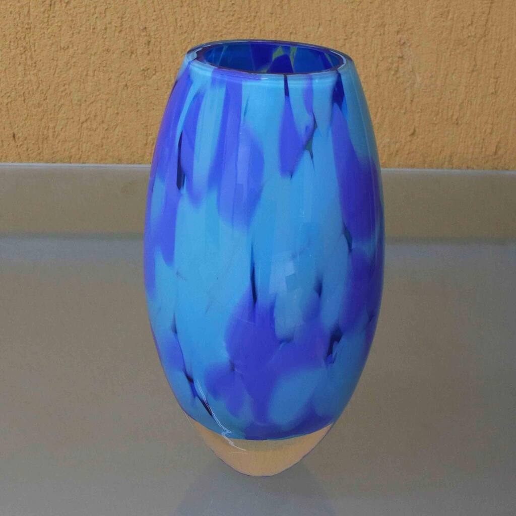 Novica Handmade Colors Of The Sky Handblown Recycled Glass Vase