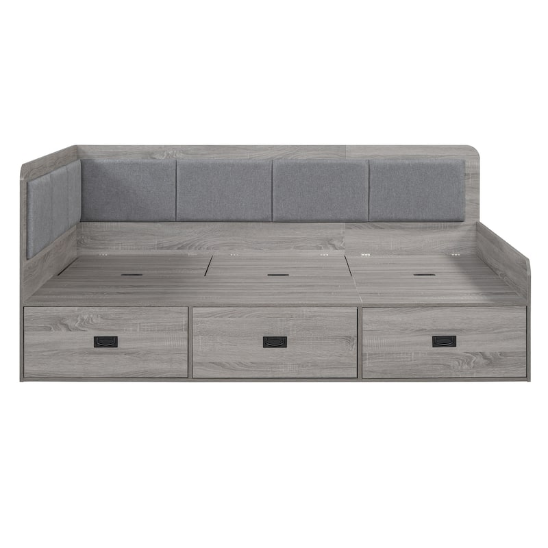 Modern Style Daybed with Three Drawers and Three Storage Compartments for Bedroom