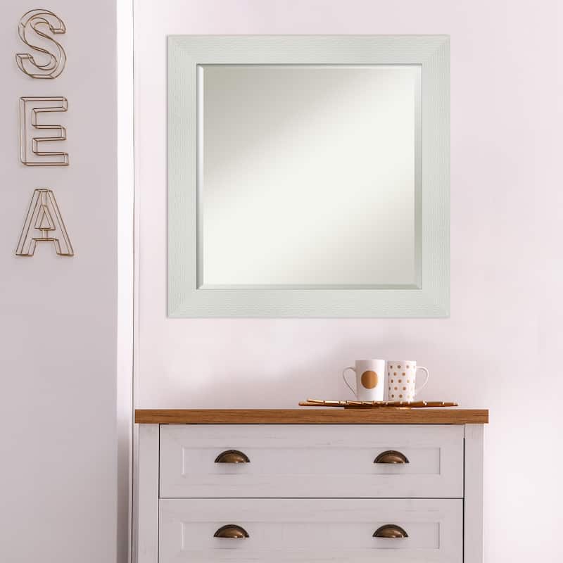 Beveled Bathroom Wall Mirror - Mosaic White Frame
