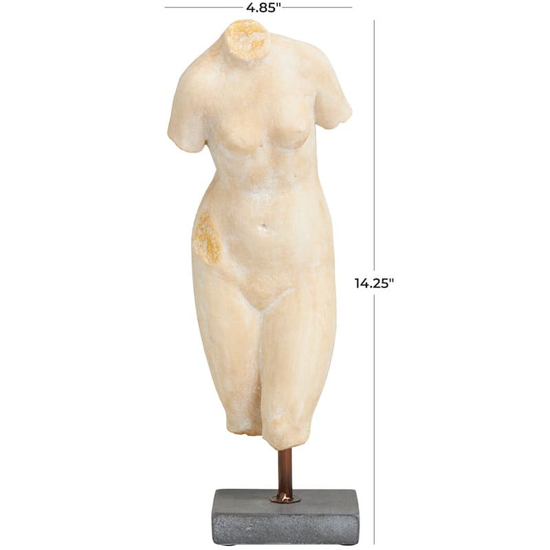 Cream Polystone Woman Decorative Sculpture