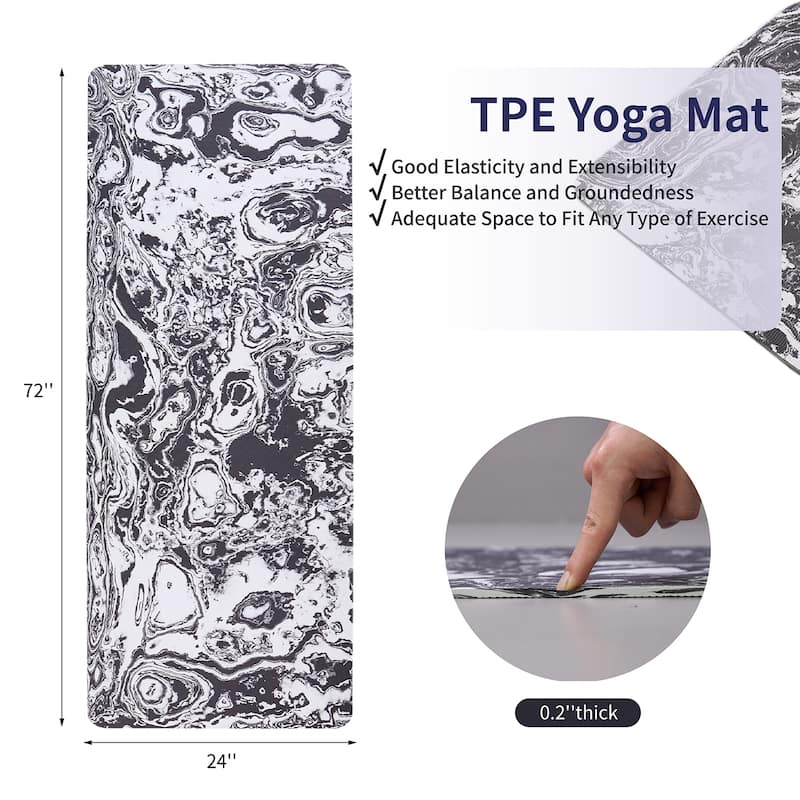 72x24" Extra Thick TPE Yoga Mat,Non-Slip Professional for Pilates Home