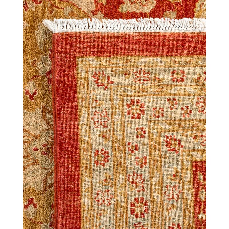 Overton Hand Knotted Wool Vintage Inspired Modern Contemporary Eclectic Red Area Rug - 9' 10" x 13' 0"