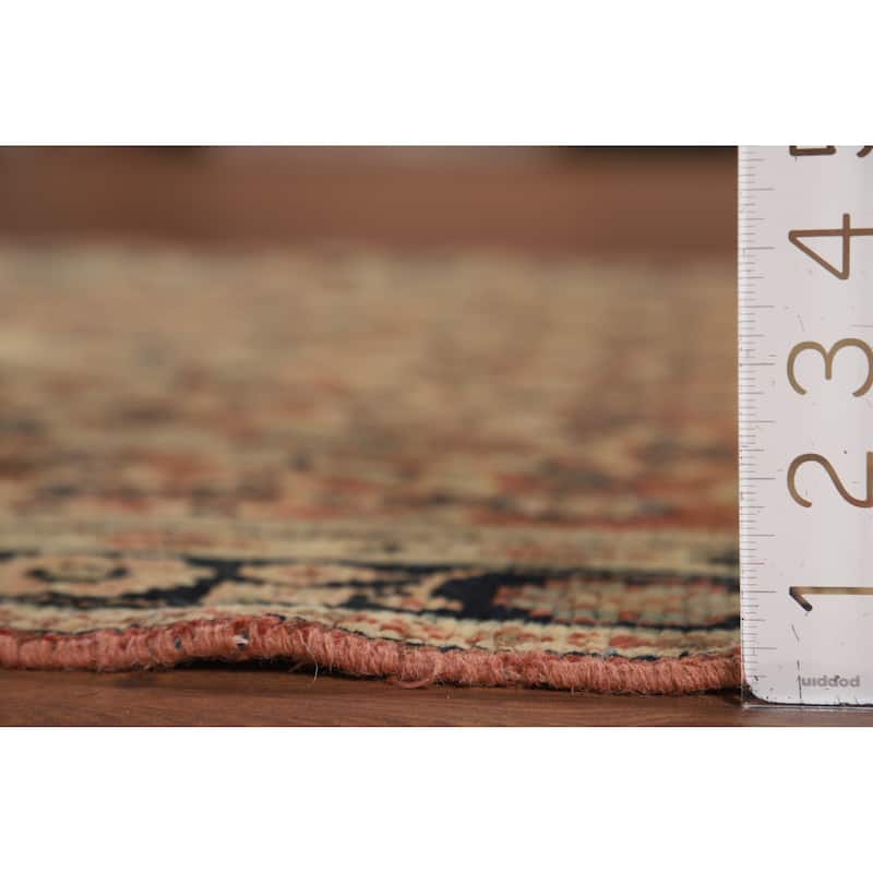 Orange Geometric Mahal Antique Persian Wool Carpet - 3'9" x 11'6"
