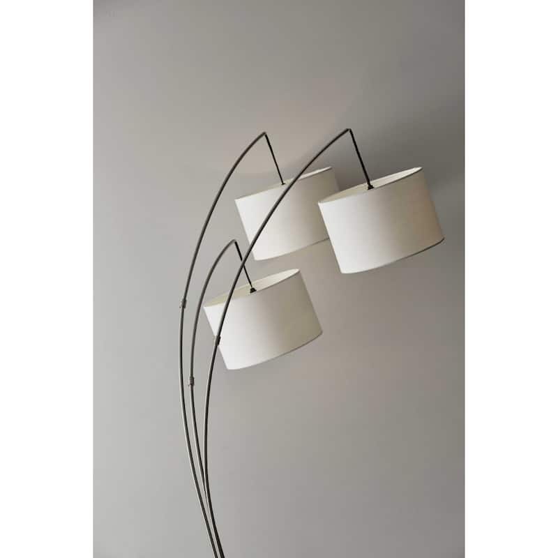 74" Modern Tree Floor Lamp with 3 Drum Shades and Metal Base Linen Shade Plug-In Design - 74”H x 44”W x 43”D