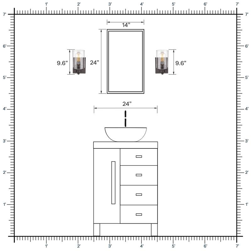 Bathroom Vanity Wall Light with Glass Shade and Rubbed Bronze Finish