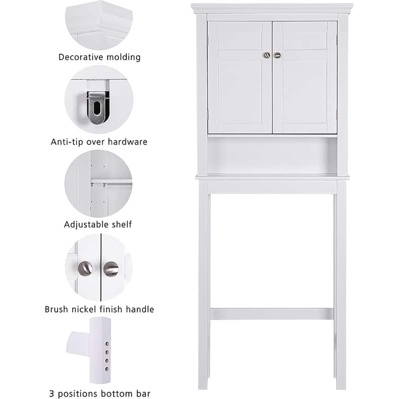 Spirich Home Bathroom Shelf Over-The-Toilet, Bathroom SpaceSaver, Bathroom Bathroom Storage Cabinet Organizer with Drawer
