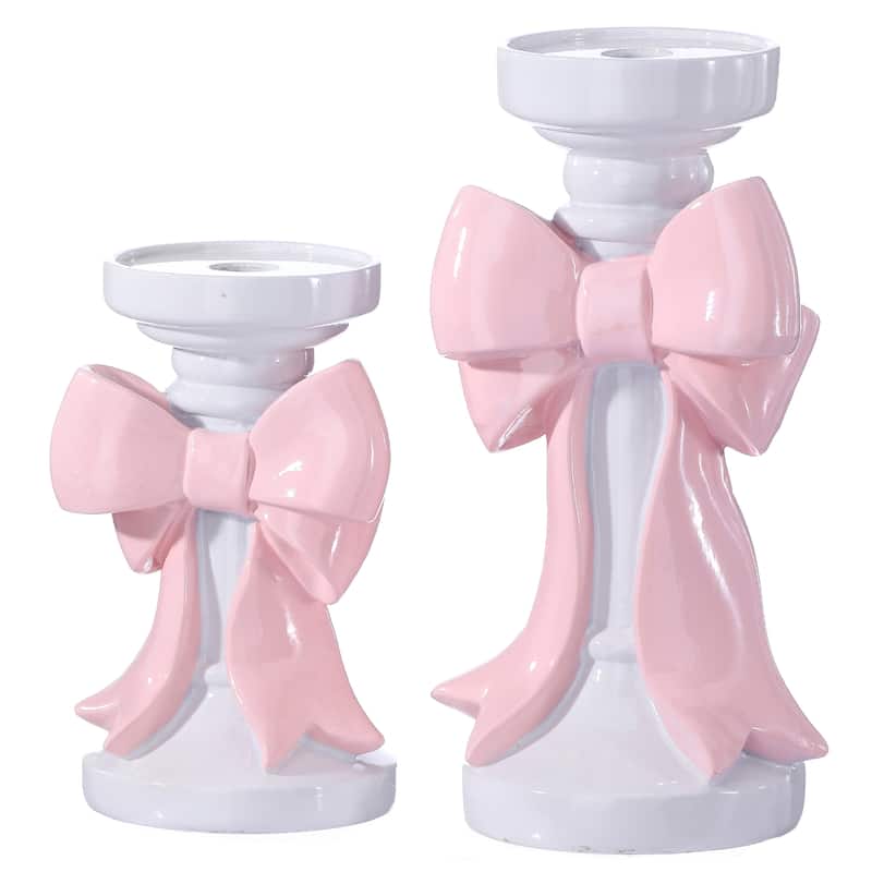 7-10" Resin Bowtie Candle Holder Set of 2