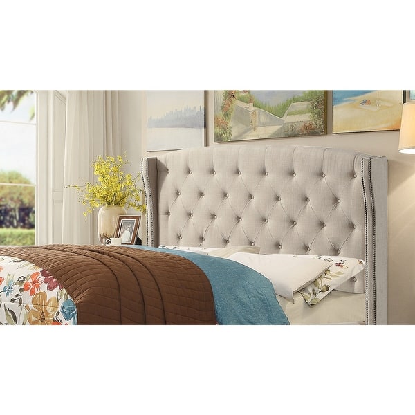 Moser Bay Destiny Upholstered Wingback Headboard Nailhead, Tufted On