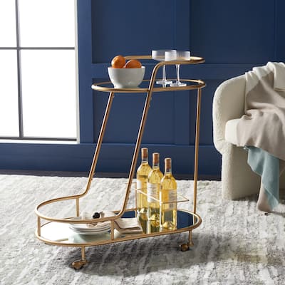 SAFAVIEH Vannie 2-Tier Oval Bar Cart - 30" W x 16" D x 33" H - 30Wx16Dx33H