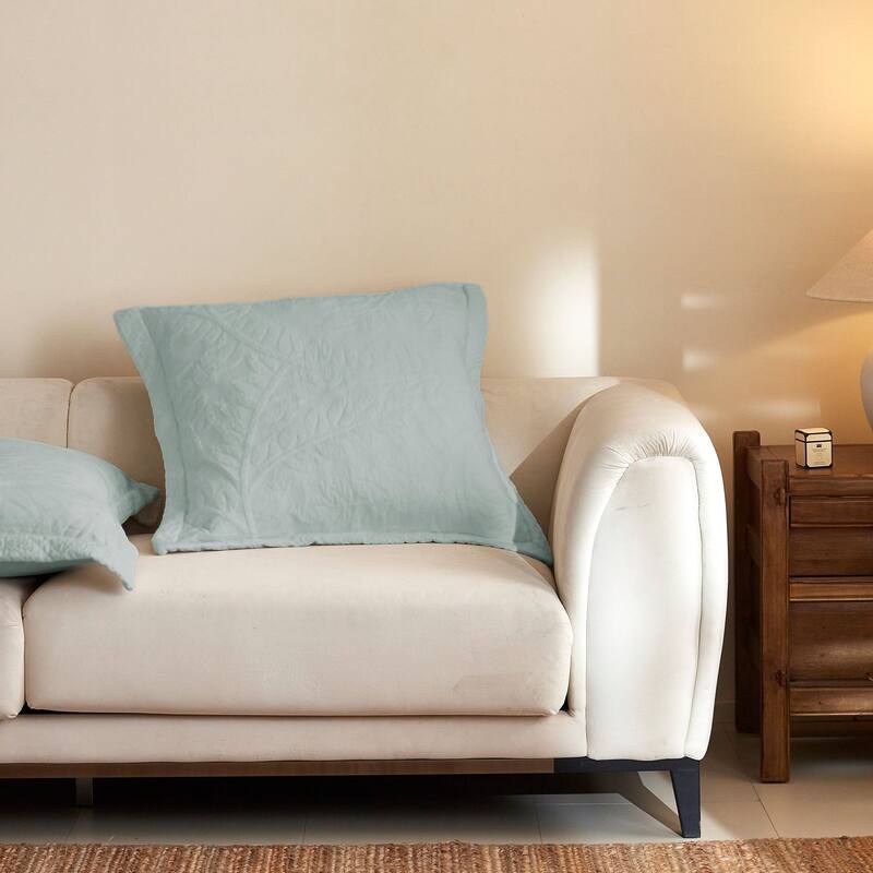 2 Pcs Cotton Embroidered Quilted Euro Shams 26"x26"