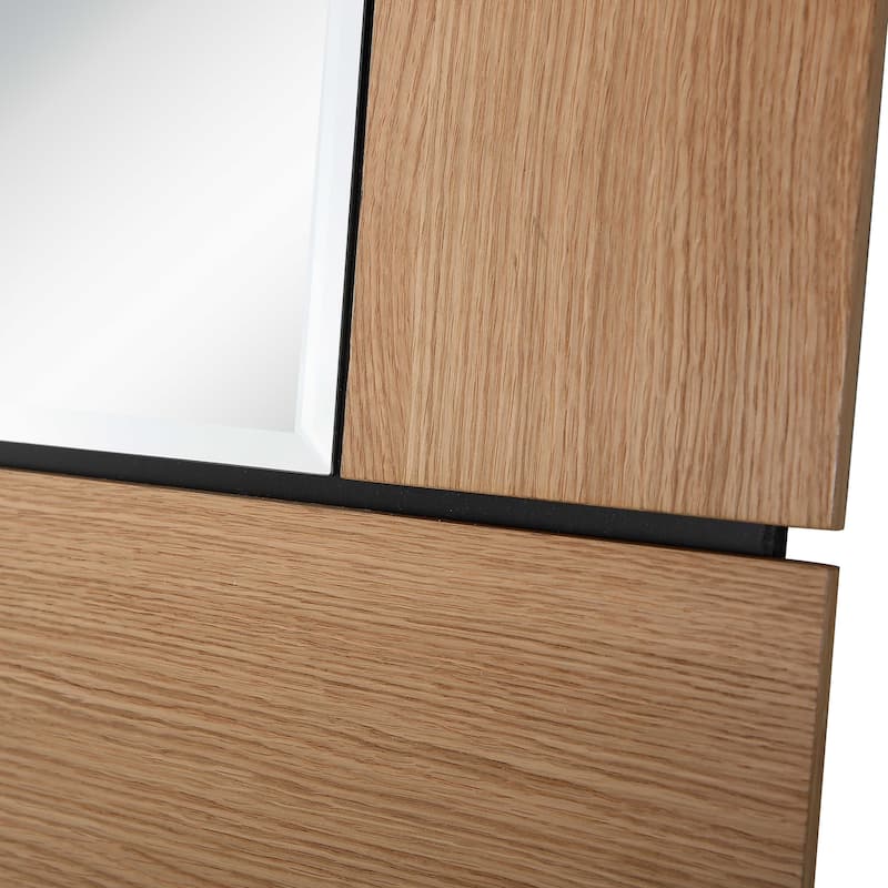 HomeRoots 35" Brown Square Accent Wood Mirror - 35.4' X '35.4' X '0.9
