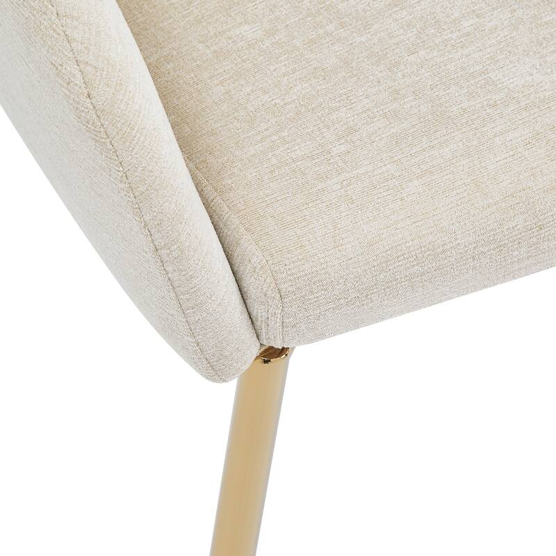 Roomfitters Upholstered Accent Armchair Set of 2, Modern Curved Design with Gold Legs