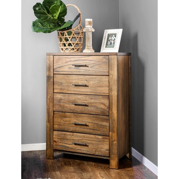Marquez Rustic Oak 34inch 5Drawer Wood Chest by Carbon Loft On Sale