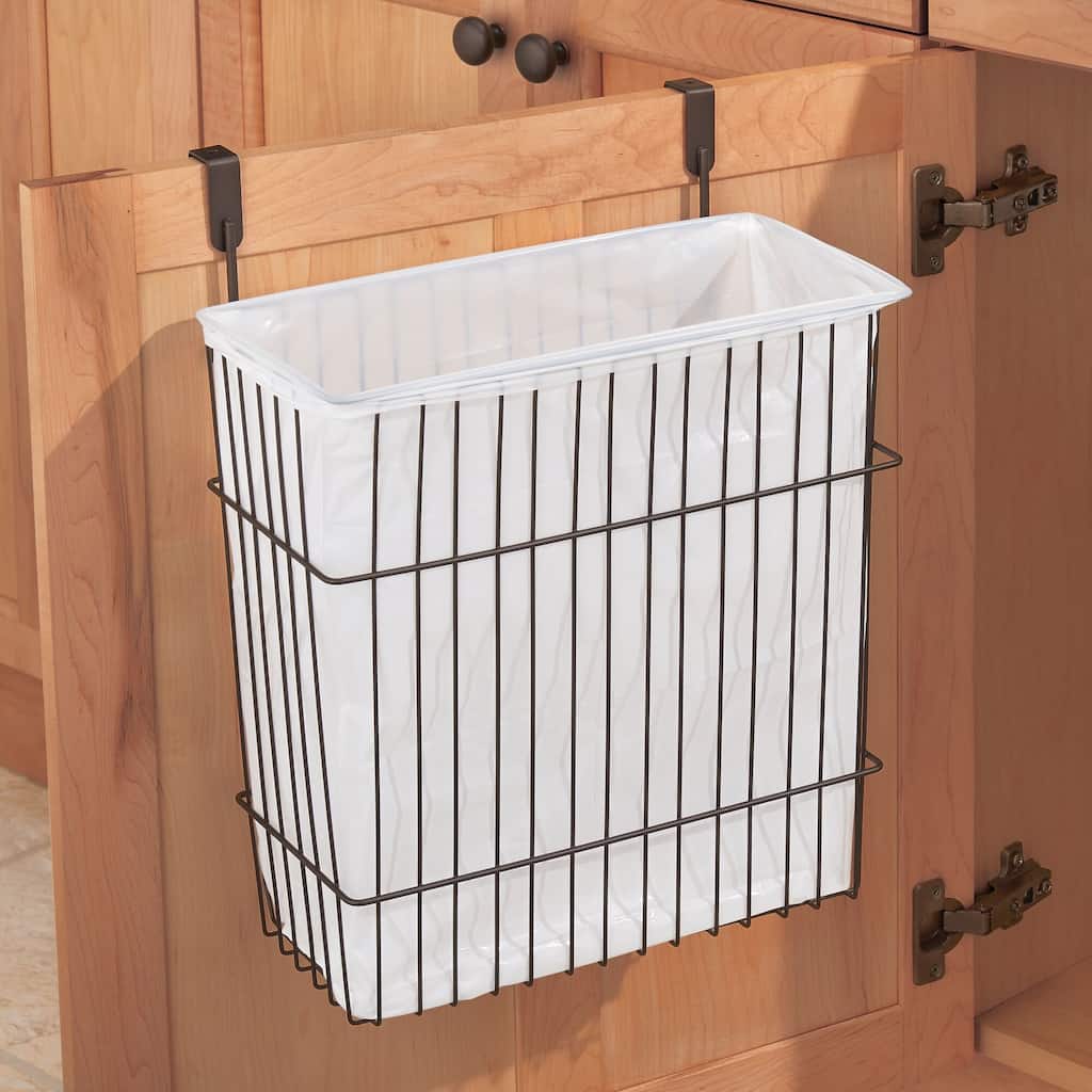 mDesign Wire Over Cabinet Door Kitchen Storage Basket/Trash Can - 6 X 12.25