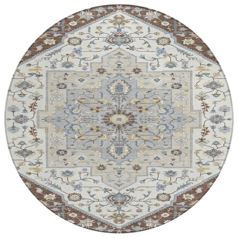 Machine Washable Indoor/ Outdoor Traditional Kolkata Chantille Rug