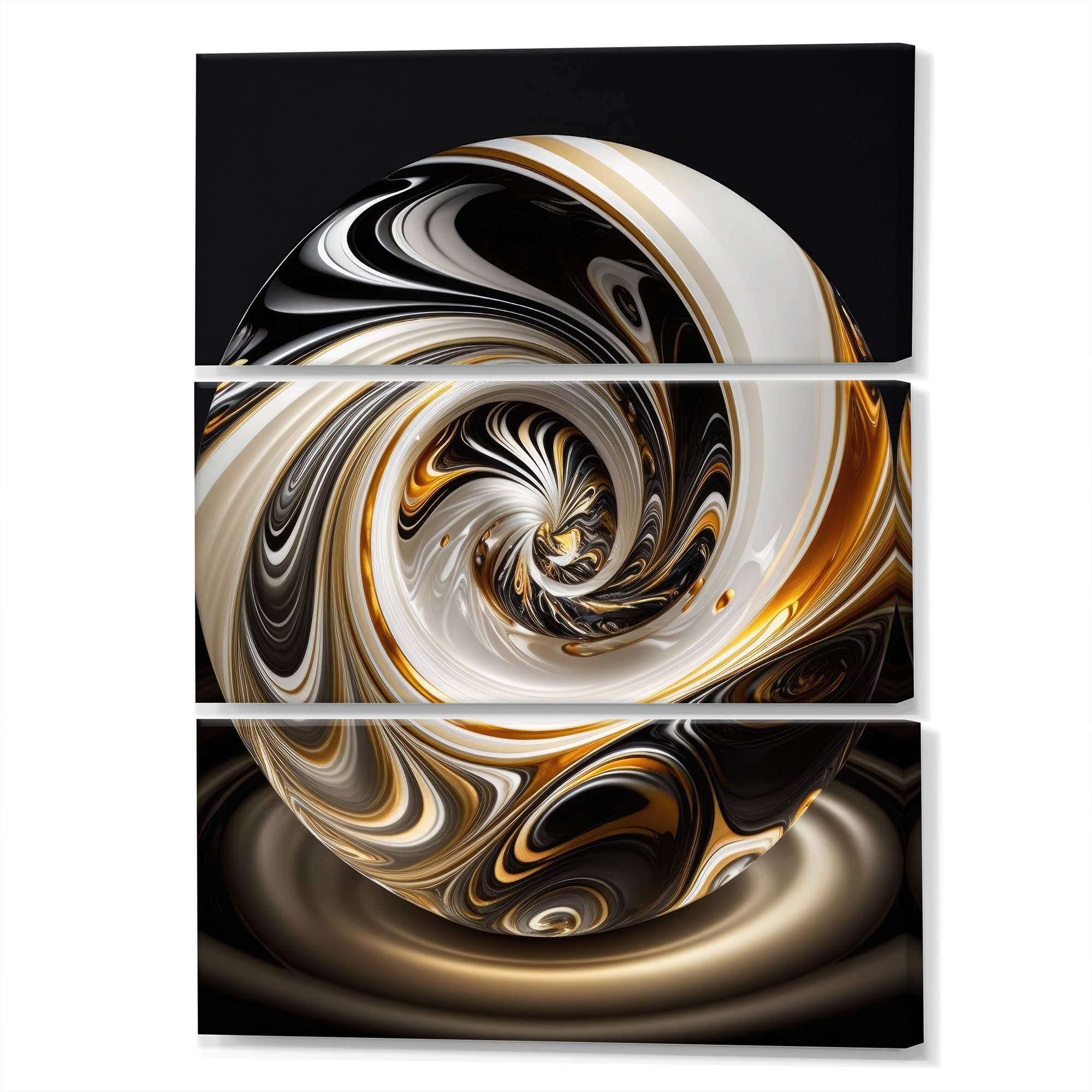 Designart Gold And Black Stained Glass Spiral II Modern Spiral Canvas   Designart 