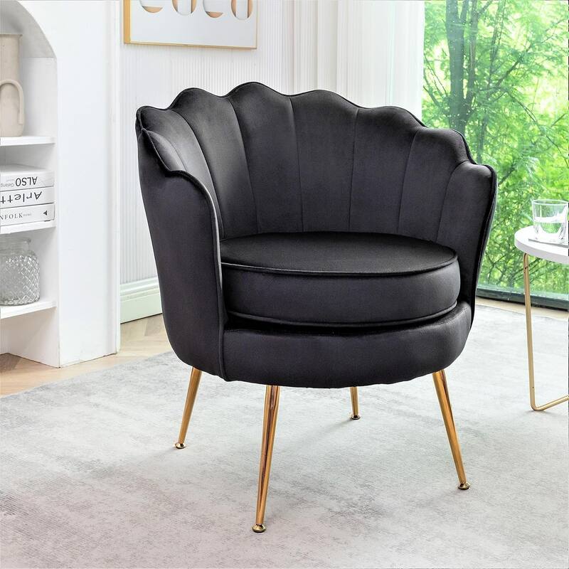 Cavett 28.3" Wide Velvet Accent Chair with Metal Legs