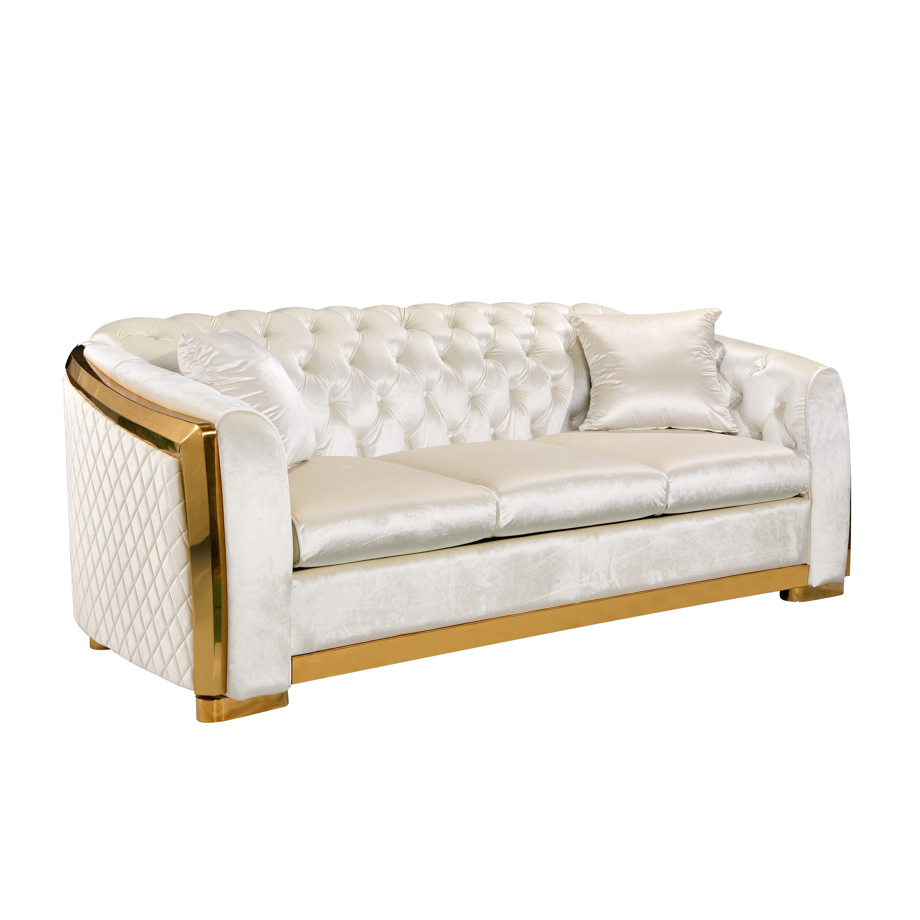 European Inspired Velvet Chesterfield Sofa Set - Luxury 3-Seat Couch ...
