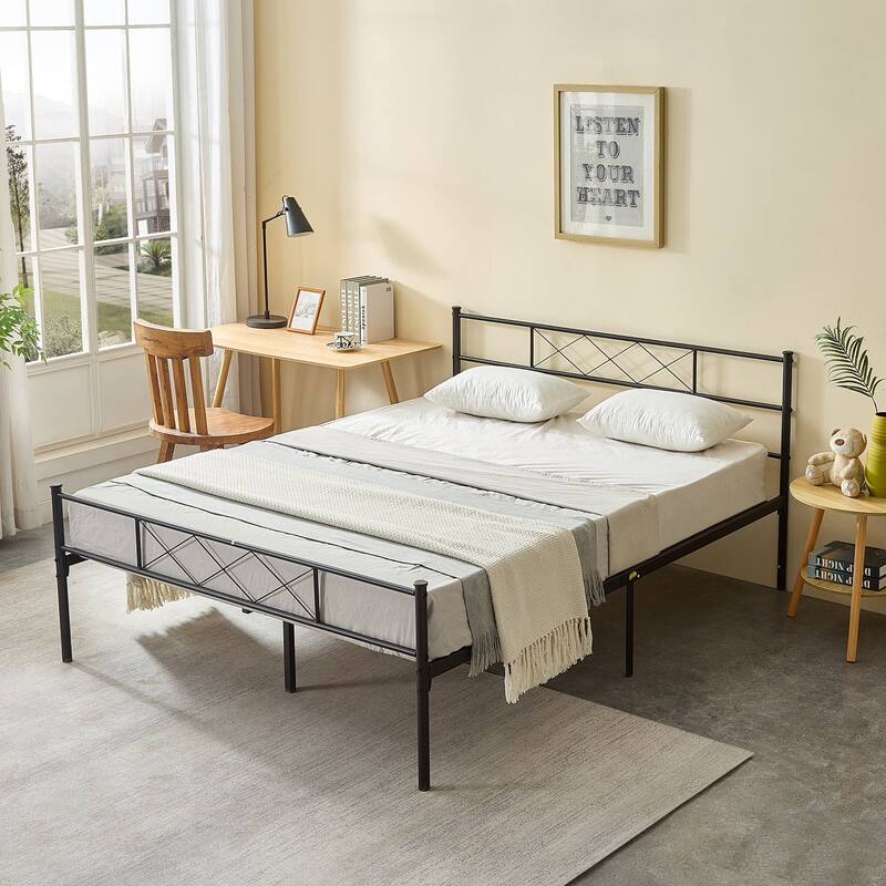 Javlergo Metal Platform Bed Frame with Headboard Twin/Full/Queen Size Platform Bed