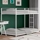 preview thumbnail 9 of 15, Classic Twin over Twin Square Metal Bunk Bed With Exchangeable Ladder and Sturdy Construction White