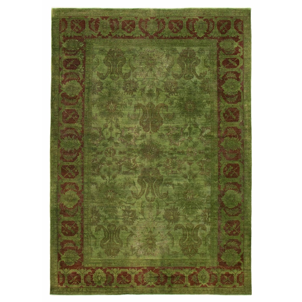 ECARPETGALLERY Hand-knotted Vibrance Green Wool Rug - 9'0 x 13'0