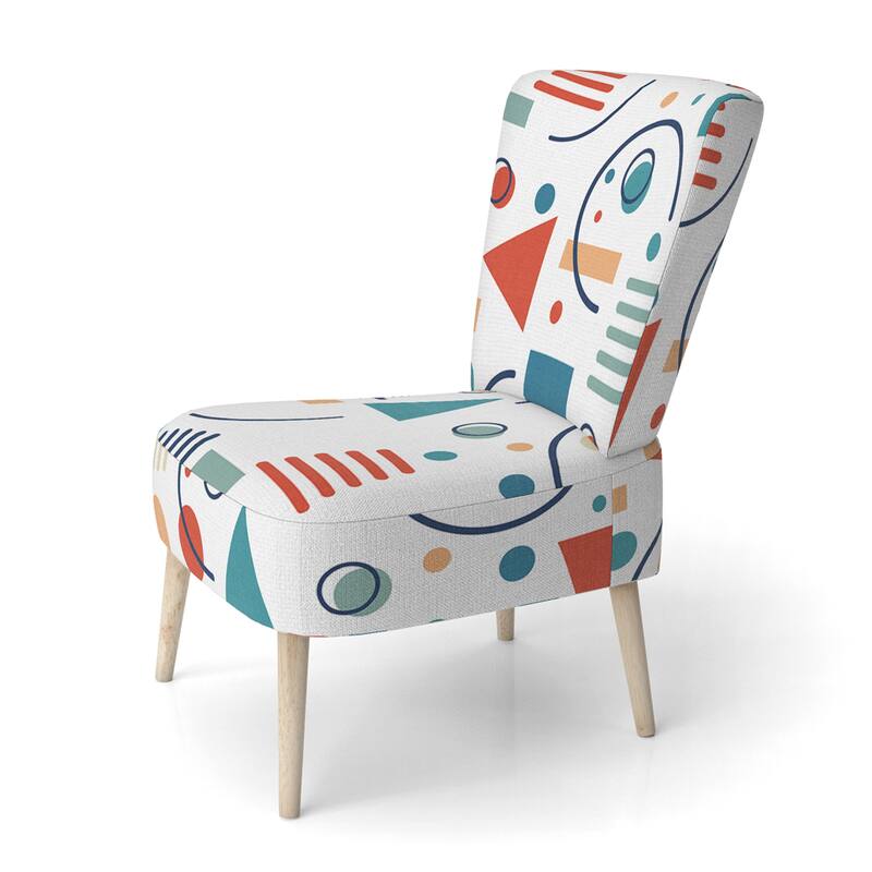 Designart "Multicolor Trendy Geometric " Upholstered Patterned Accent Chair and Arm Chair - Side Chair