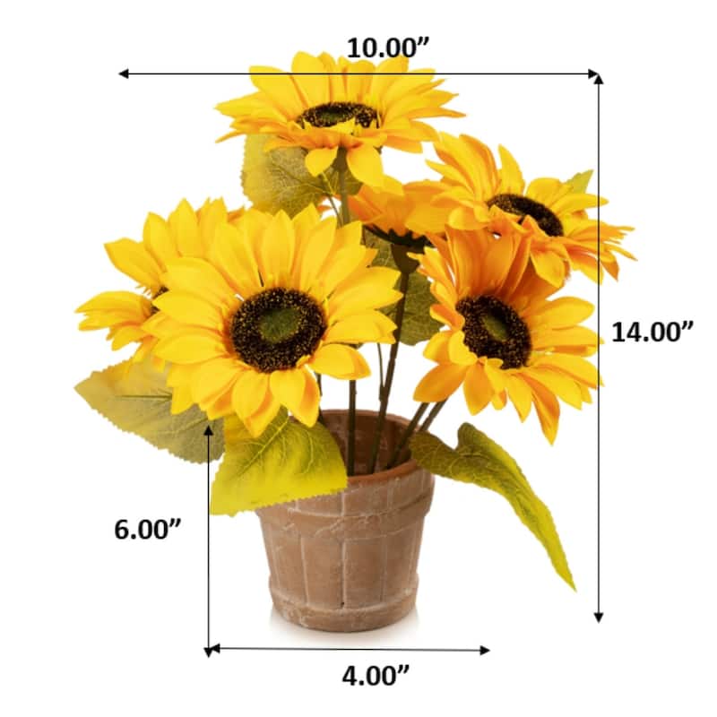 Enova Home Artificial Sunflower Arrangement in Pot for Home Office Centerpiece Decoration