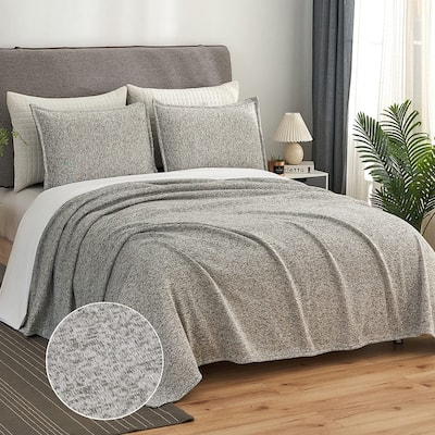 3 Piece Heather Jersey Blanket Knit Blanket