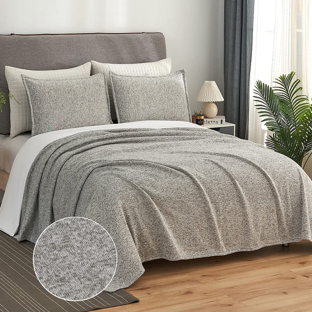 3 Piece Heather Jersey Blanket Knit Blanket
