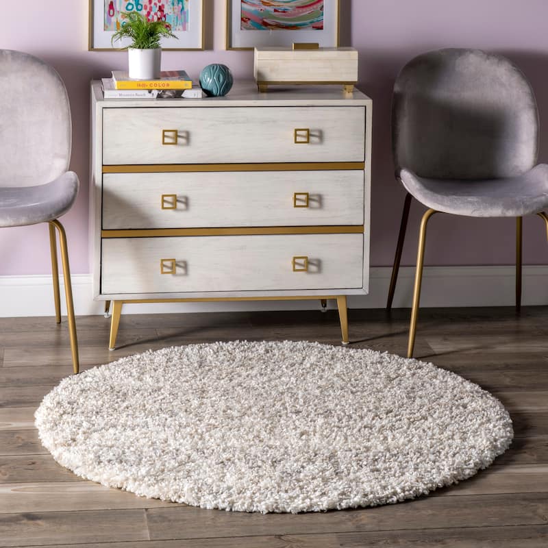 Nuloom Thelma Modern Shag Tassel Area Rug - 8' Round - Ivory