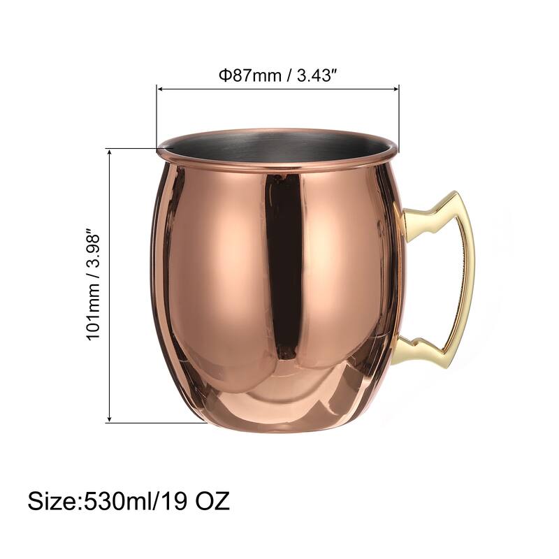 Copper Mugs 530ml/19 OZ Cocktail Mugs, 1Pcs Rose Gold - Rose Gold - Rose Gold