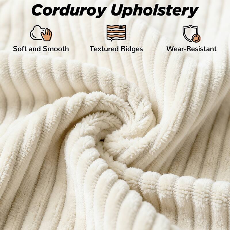 Modern 63.5" Corduroy Upholstered Sofa Couch Loveseat Sofa with Pillow Top Arms