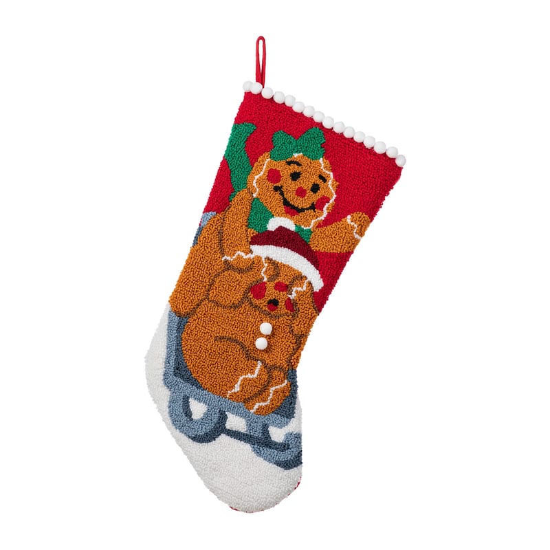 Glitzhome 21"L Gingerbread Man Hooked Stocking or Stocking holders