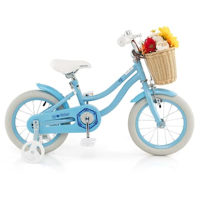 14" Kid's Bike w/ Training Wheels Adjustable Handlebar Seat Handbrake