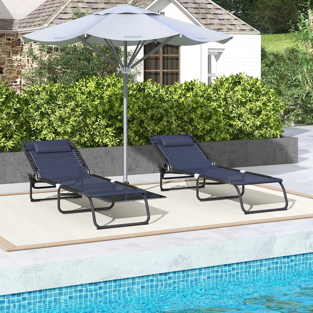 Sunbed Folding Recliner Set of 2 with Headrests
