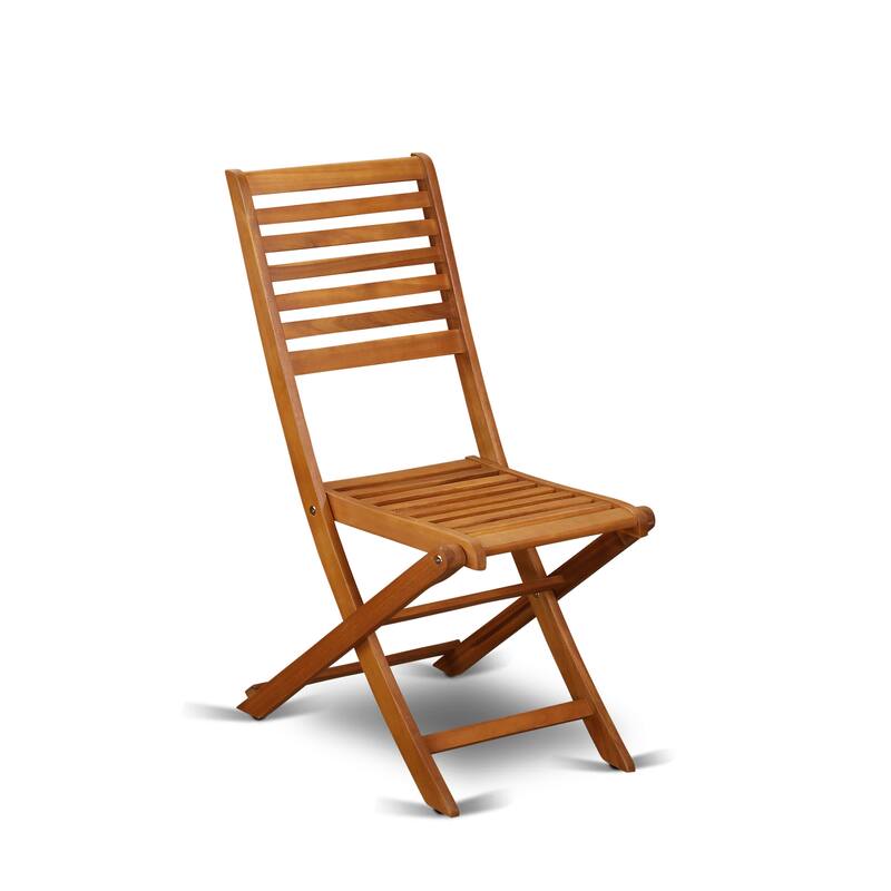 East West Furniture Cameron Foldable Outdoor Dining Chairs - Acacia Wood, Set of 2, Natural Oil