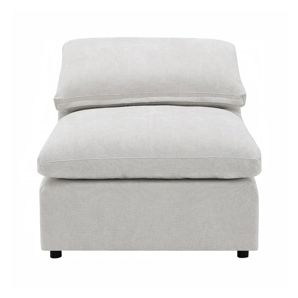 Linen and Wood Modular Armless Chair
