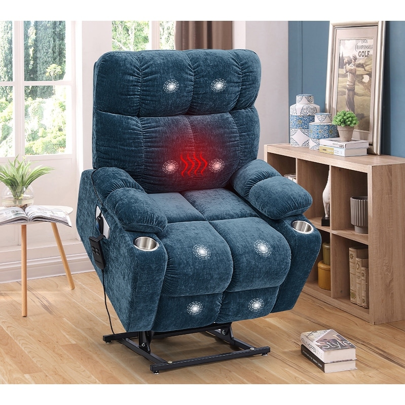 GDFStudio Power Lift Recliner Chair for Elderly Infinite Position Lay Flat 180° with Heat Massage