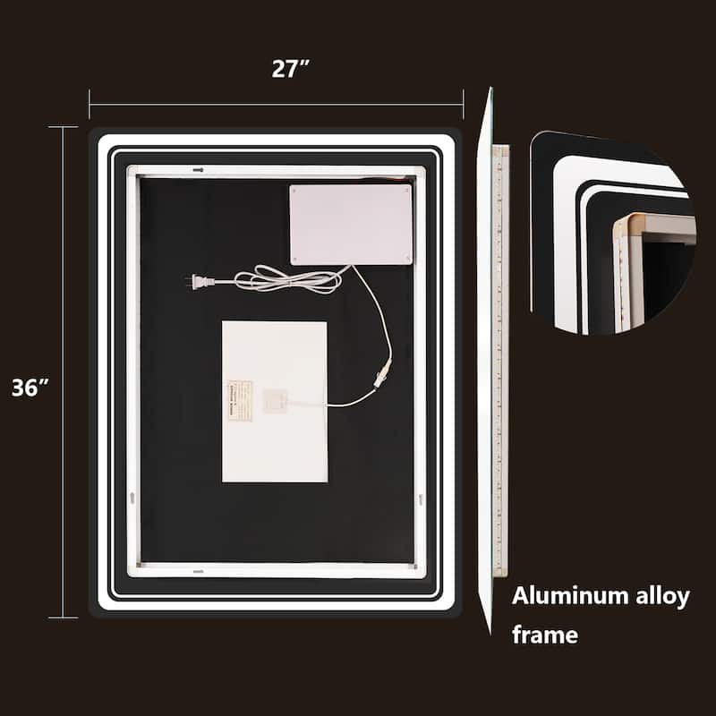 Wallbeyond 3-Tone Modern Style Frameless Rectangular LED Wall Mirror