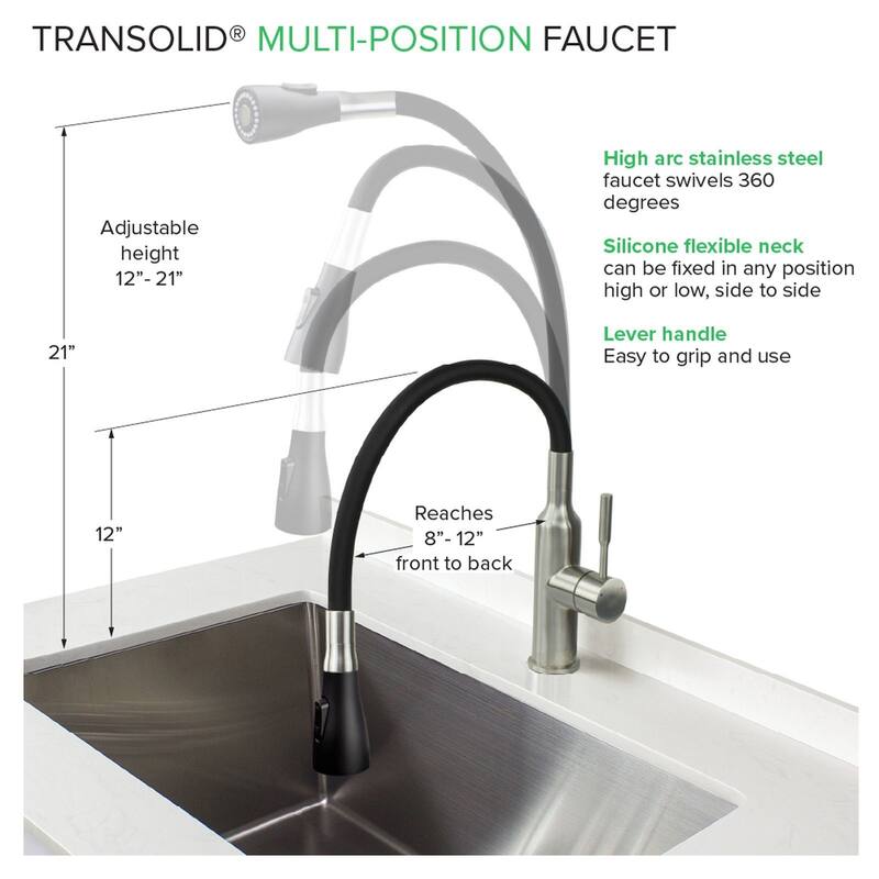 Transolid Kitchen/Laundry Faucet with Dual Spray and Flex Neck - N/A