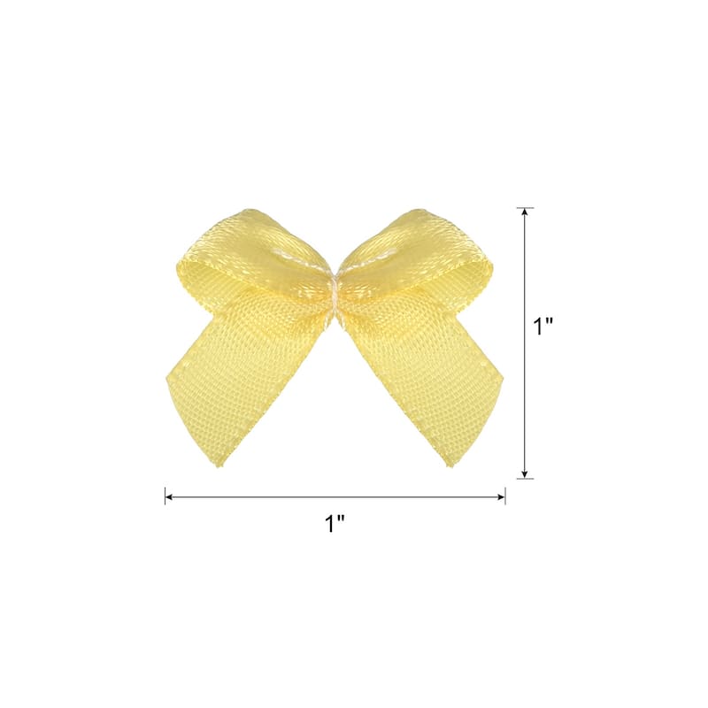 100Pcs Mini Ribbon Bows 1" Mini Fabric Satin Ribbon Flower Bows - Yellow