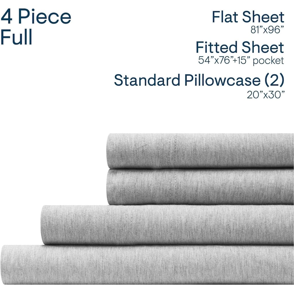 Aeropostale Super Soft Heather Grey Jersey Knit Sheet Set All-Season Comfort