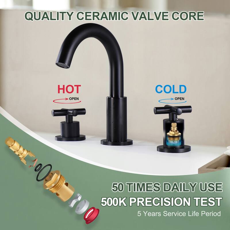8.2"H Solid Brass Widespread 2-handle Bathroom Sink Faucet