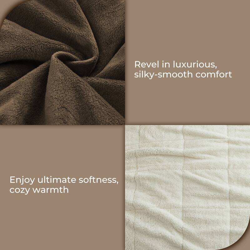 3PC Reversible Sherpa Down Alternative Comforter Set with Solid Color