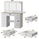 preview thumbnail 17 of 38, Luxurious LED Makeup Vanity with 9 Drawers Elegant Makeup Station
