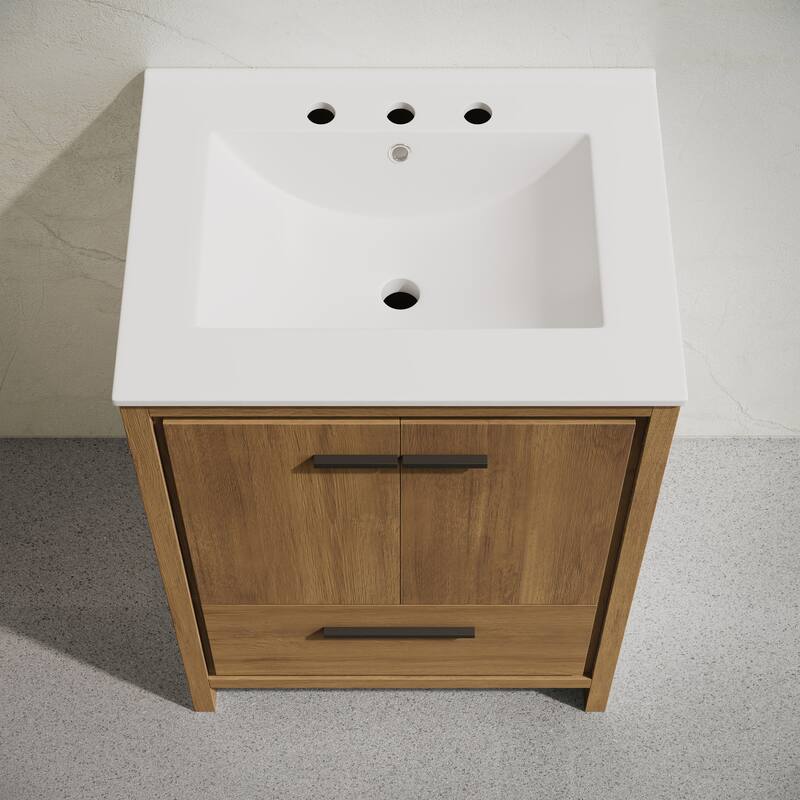 Virage 24" Freestanding Bathroom Vanity In Brown Oak With 3-Hole Widespread Sink Top - 24