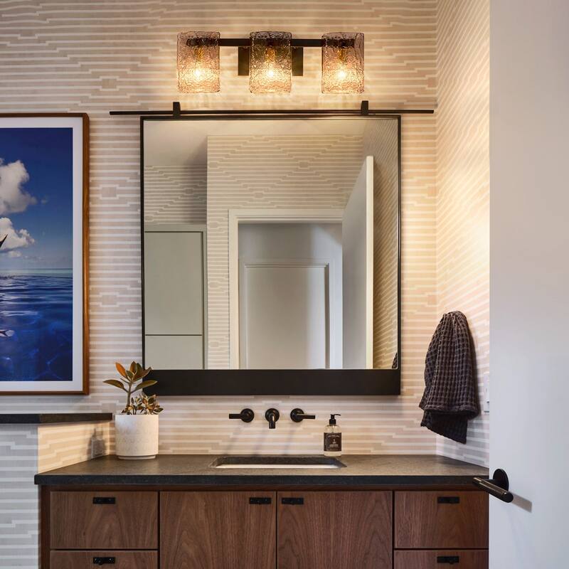 3/4-Light Textured Smoke Glass Wall Sconce — Modern Industrial Vanity Light for Bathroom