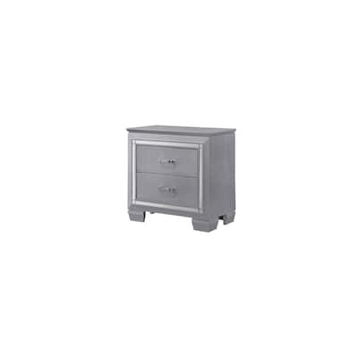 Gray 2 Drawer 17.5 in. W Nightstand with Sturdy Hardware and Ample Storage