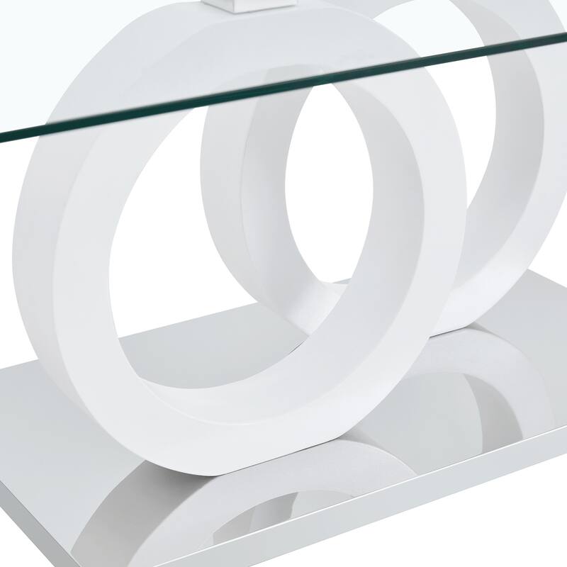 Contemporary Style Glass-Top Mdf Coffee Table With Base
