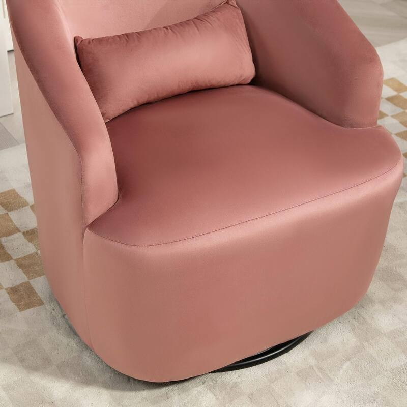 Accent Chair with Barrel-shaped Design and 360 Degree Swivel Feature